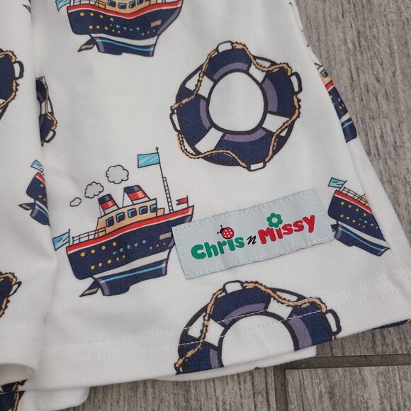 Chris N Missy girls white summer Nautical ships print dress size 7 - Picture 9 of 13